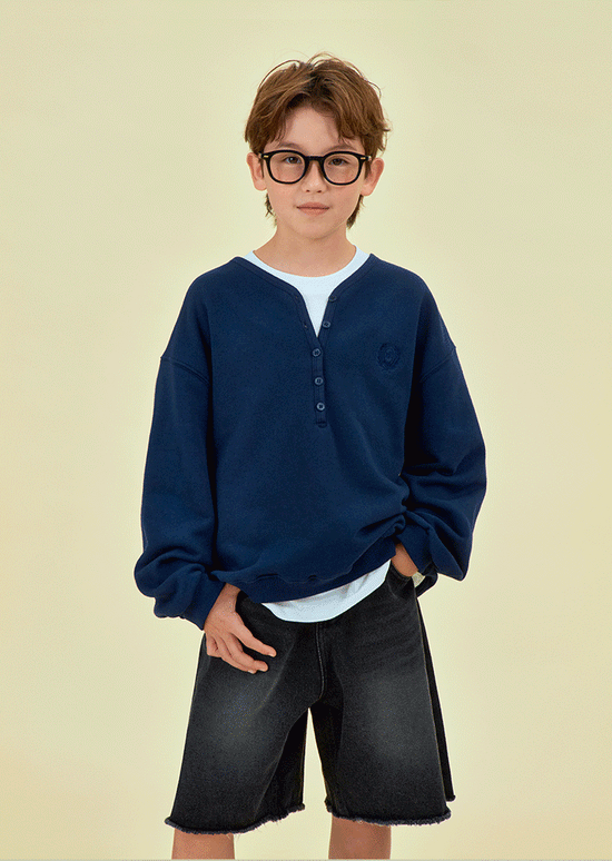 Henley neck sweatshirt